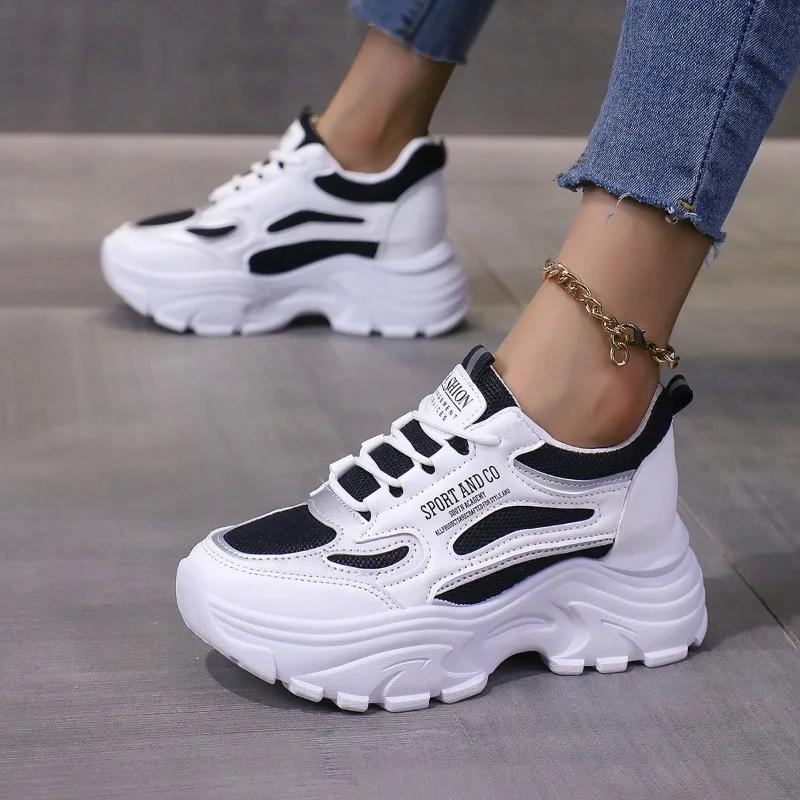 New Plus Size Casual Sporty Women's Shoes Trendy Thick Sole Soft Bottom New Spring Autumn Internal Heel Increase