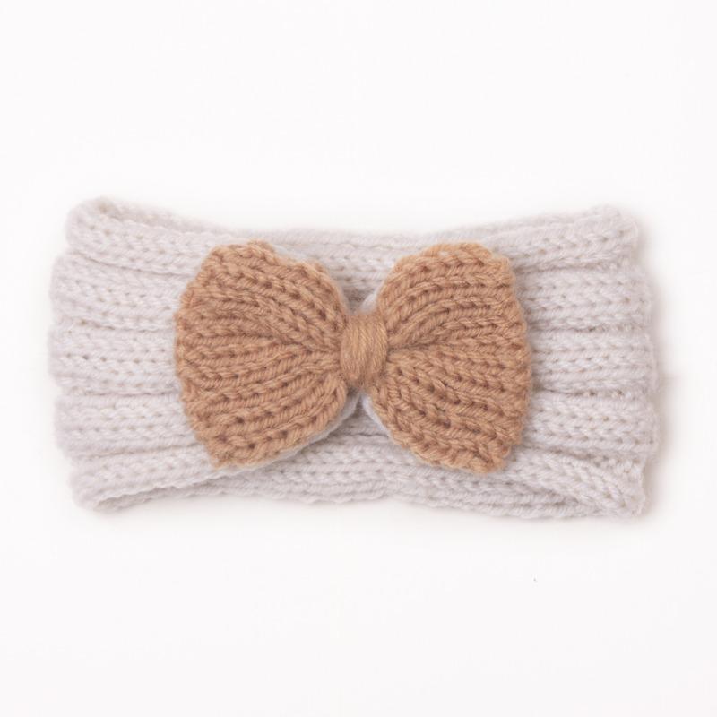 Autumn and winter warm children's contrasting color knitted wool hair accessories, baby solid color bow headscarf, baby headband