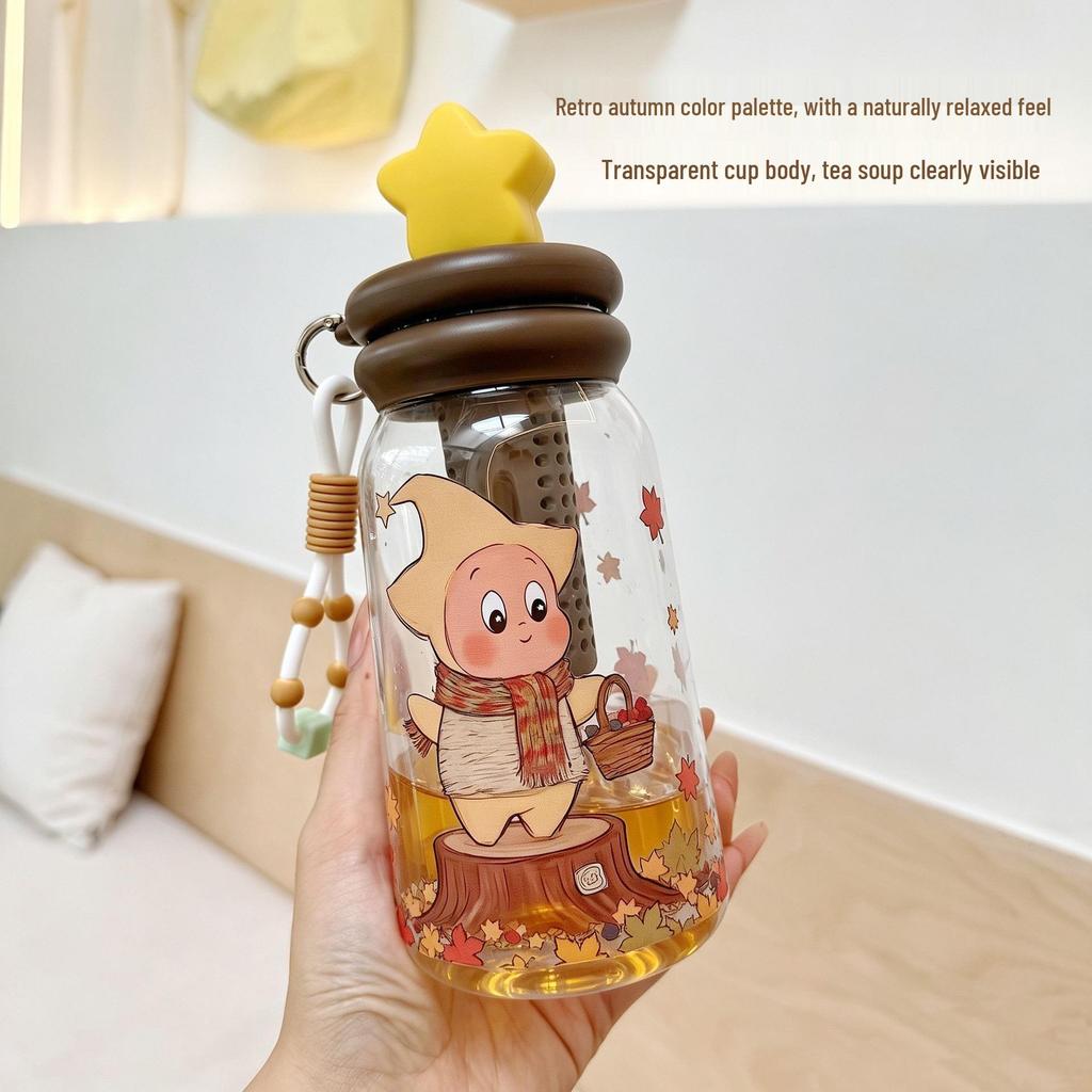 Star Plastic Mother & Baby High-Temperature Resistant Water Cup - Stylish Student Straw Cup for Girls