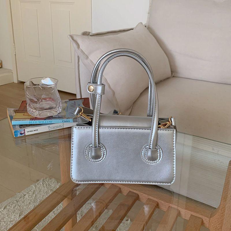 Niche Women's Bag Fashionable Mini Silver Small Square Bag Latest Appearance Style Temperament Small Size Bag Handheld Crossbody Bag Trendy