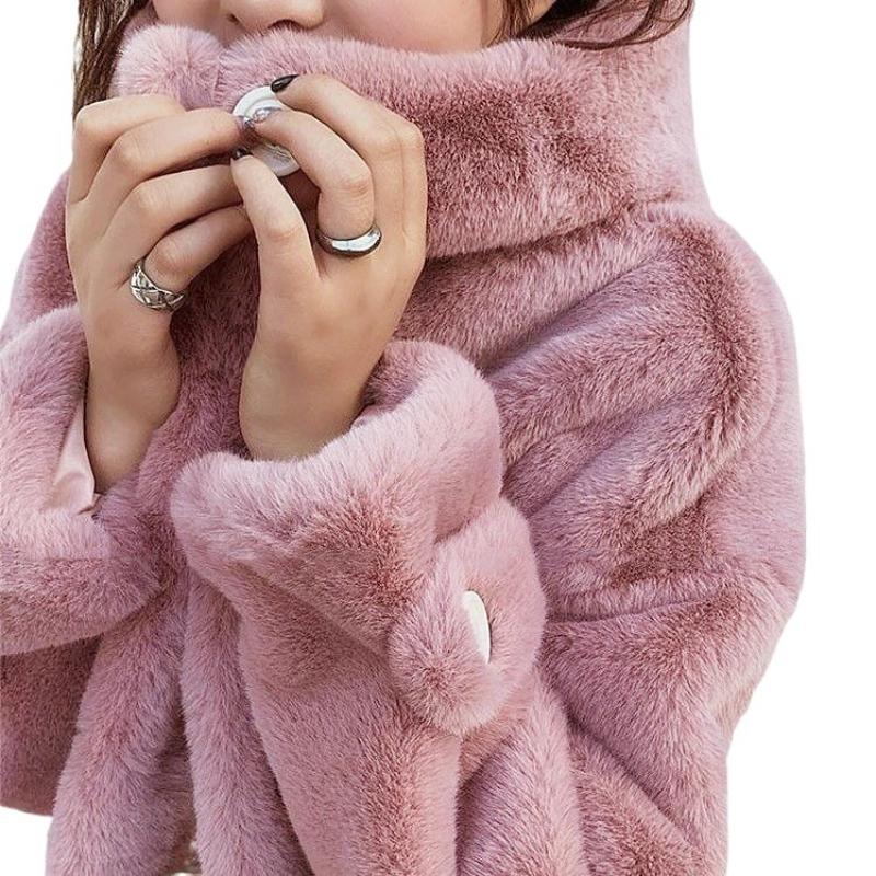 The New Imitation Mink Fleece Mid-length Loose Thick Fur Coat
