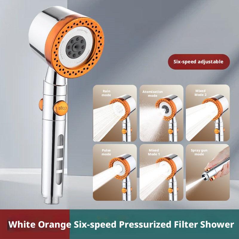 

5 режимов распыления Водосберегающая душевая лейка АБС ручная спа душевые лейки Большой поток Портативный фильтр для ванной Душевой смеситель Насадка Набор оранжевый