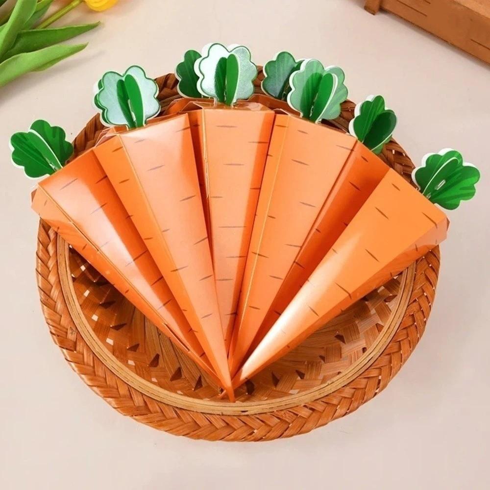 50 Stück/Set Kegelförmige Oster-Süßigkeitenbox Leere Verdickte Snack-Verpackungsbeutel Große Kapazität DIY-Box Keksbox