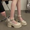 New Chinese Mary Jane Shoes Women's 2025 Spring and Autumn New High Heels National Style Thick Heel Single Shoes Platform Small Leather Shoes