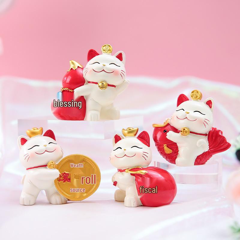 Festive Cat New Year Ornament - Creative Living Room Decoration & Entrance Craft Gift