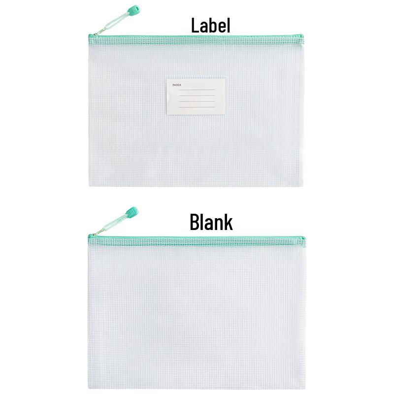 

Waterproof PVC Mesh Document Bag with Zipper - A4 Student & Office File Storage with Logo Print A6 Blank светло-зеленый
