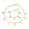 Summer Seashell Necklace And Bracelet Set With Alloy Pendant For Women