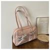 Simple Bow Women Bowling Shoulder Bags Thread Design Commuter Ladies Handbags Tote Solid Color College Style Girls Underarm Bag