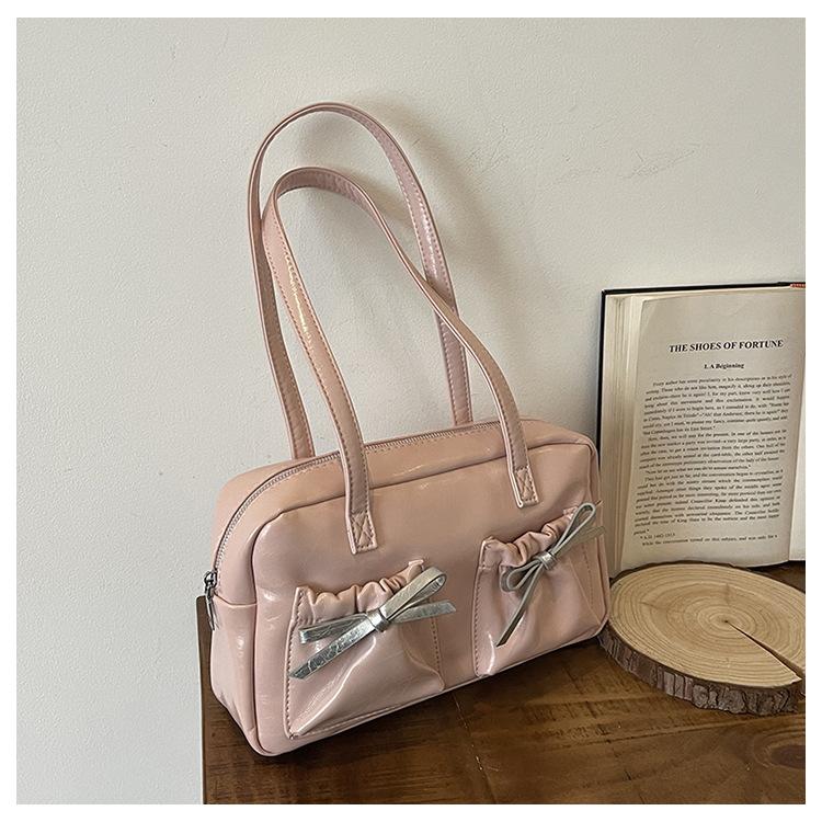 Solid color trendy personality daily commuting small bag simple women's bag shoulder bag handbag bow women