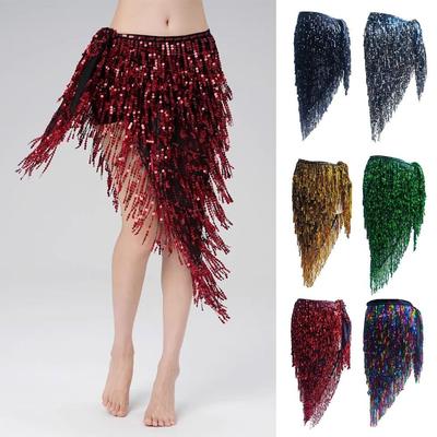 Tassels Dancer Skirt Bohemian Belly Dance Belt Show Costumes Sequin Fringed Skirts  Female