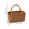 Rectangular Wicker Basket OpenTop Rattan with Handle Structured for Shoppers, Picnickers,