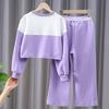 Girls' Spring & Autumn Sports Suit: Long-Sleeve Sweatshirt & Casual Pants, Two-Piece Set for Older Kids