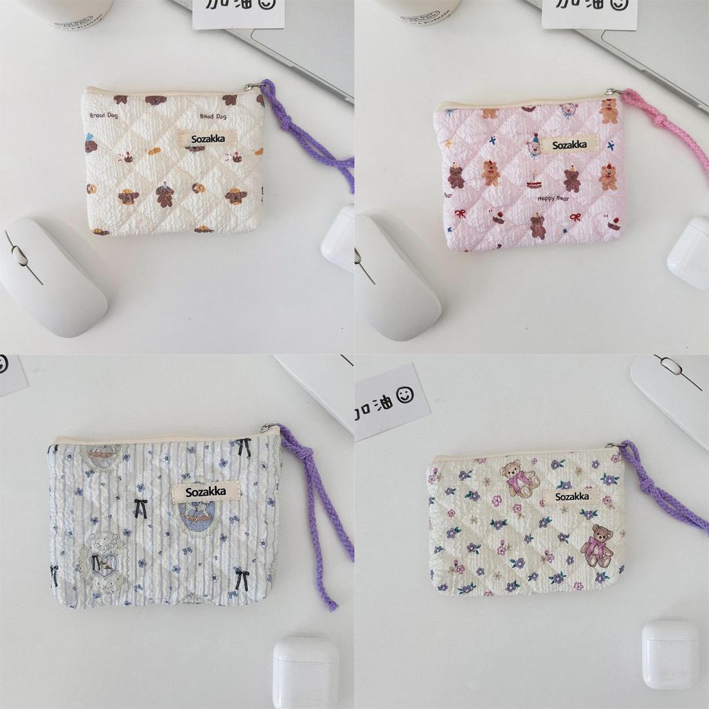 Cartoon Animal Cotton Travel Storage Bag With Embossed Design For Girls