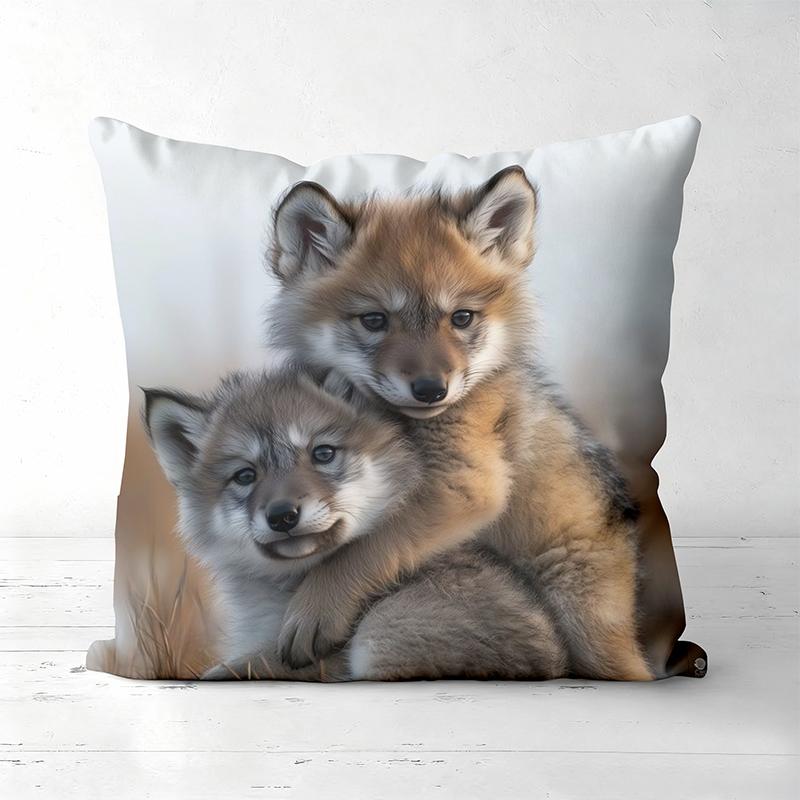 Wolf Pattern Pillow Covers Cute Wolf Family Design Polyester pillowcase, sofa decorative cushion cov Headboard Pillow