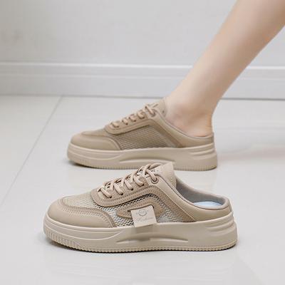2025 Koreanische Version Sommer neue halbe Plateauschuhe Damen ins atmungsaktiv Studenten Höhe erhöhen Freizeitschuhe Streetstyle XYP887