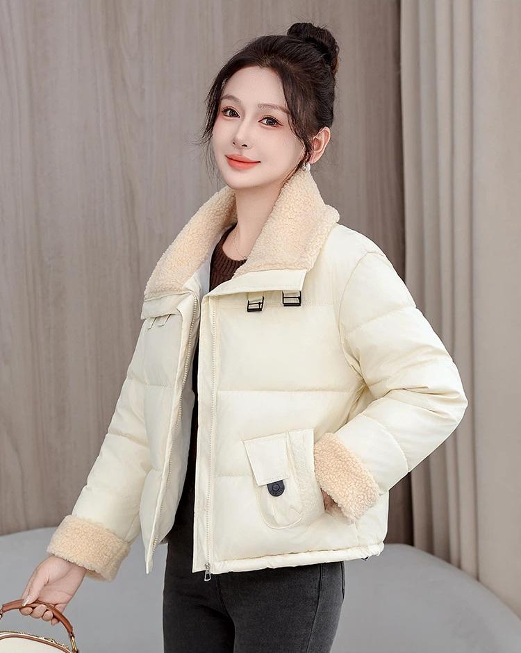Women’s Short Lamb Wool Lapel  Winter Jacket