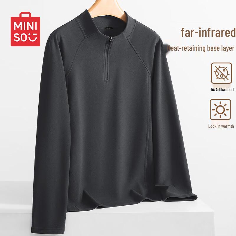 MINISO Men s Thermal Half-Zip Long Sleeve Base Layer T-Shirt XL