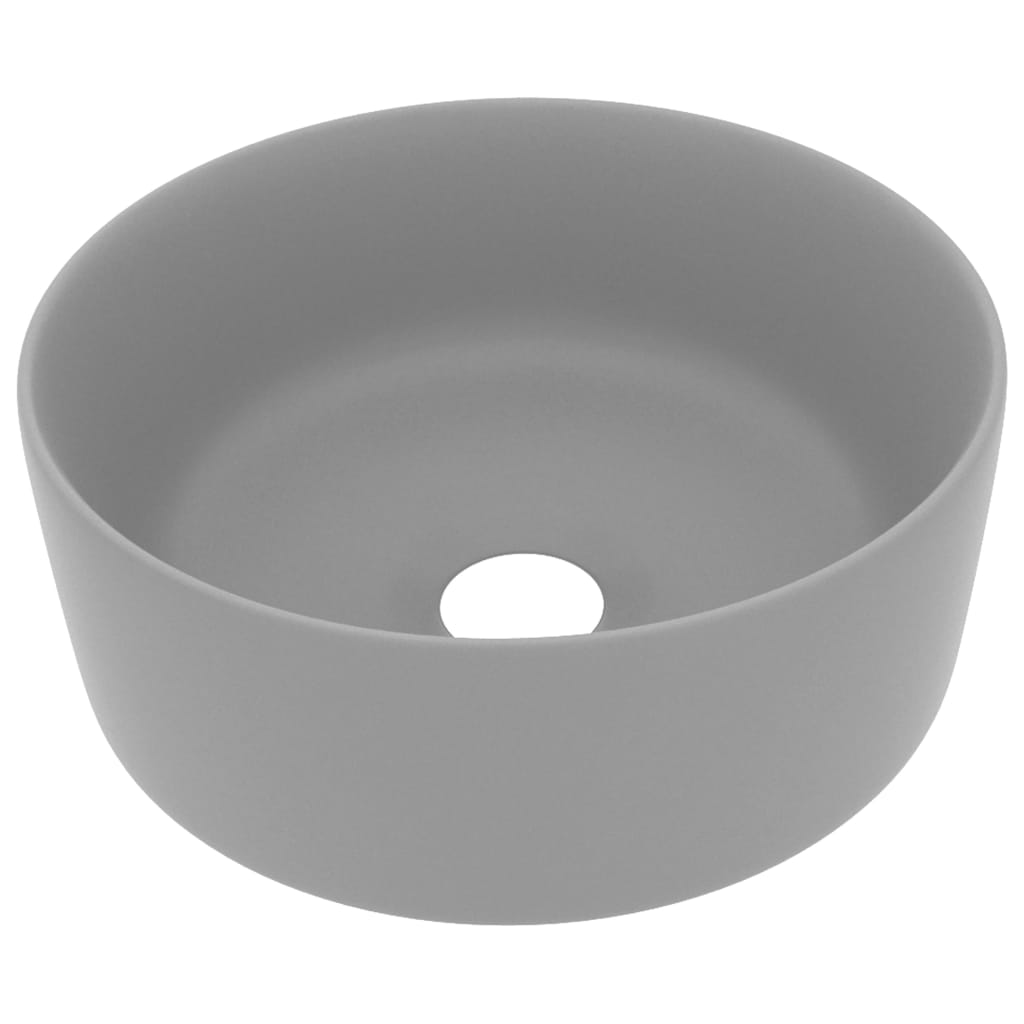 Luxury Round Wash Basin Matte Light Grey 40x15 Cm Ceramic