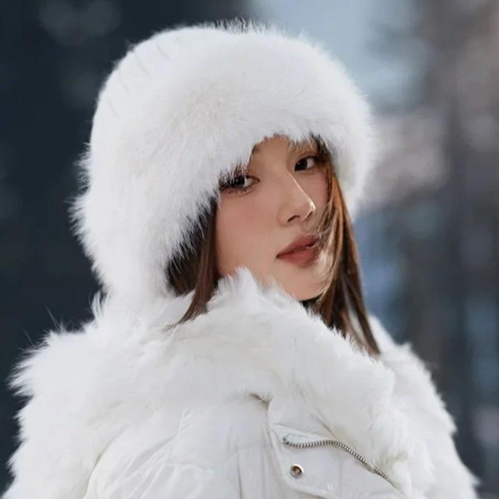Thickening Winter Women's Warm Fur Hat Without Brim Cold-proof Warm Baseball Cap Warming Tools Ear Protection Fisherman Caps