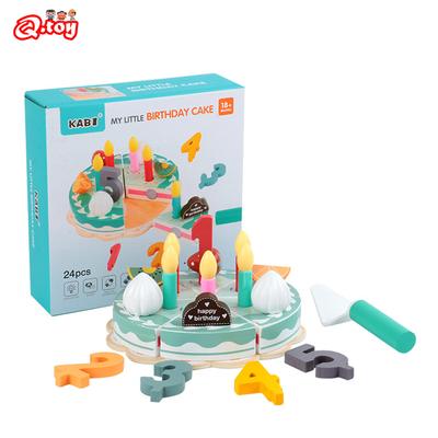 Children Pretend Play Wooden Birthday Cake Kitchen Food Play Cutting Toys Imitation Game for Kids Houseplay Game Educational Set