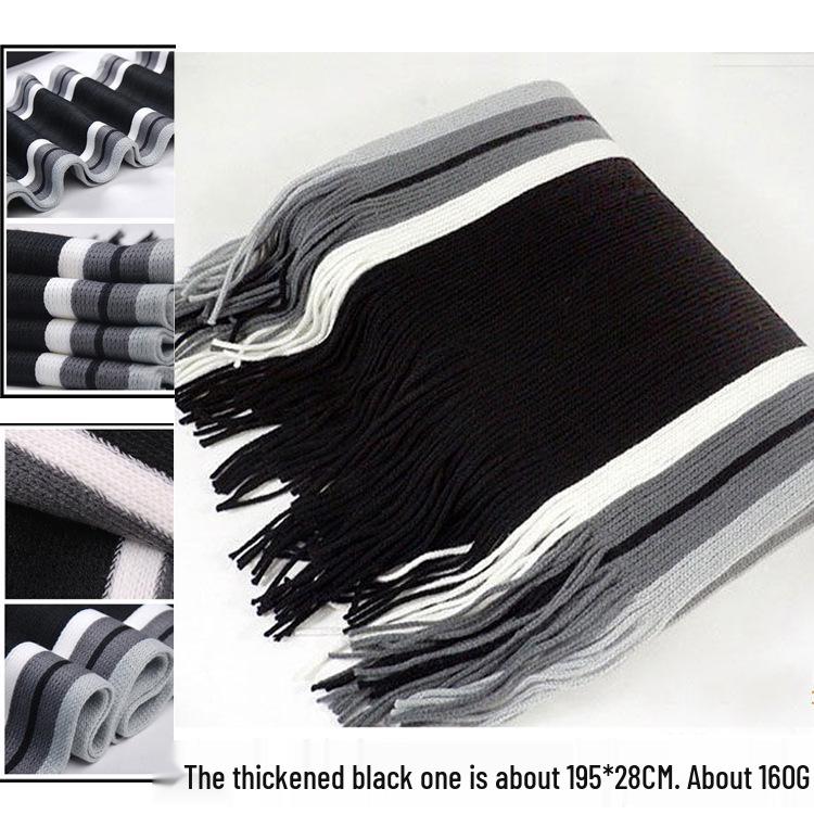 Autumn/Winter Men's Tassel Striped Snood Scarf - Thickened & Widened