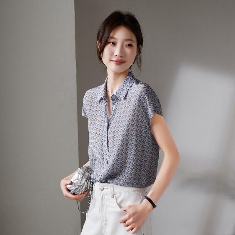 SOFSIL 2026 Summer 100% Silk Printed Lapel Shirt XL