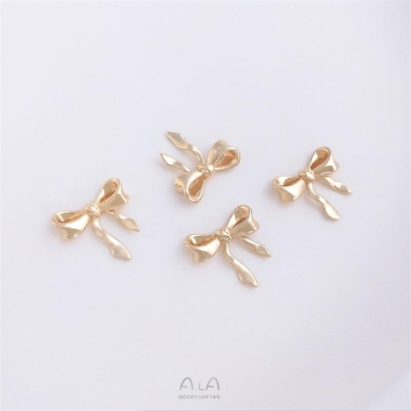 Posrebrzany 14K Złotem Polerowany Trójwymiarowy Wisiorek w Kształcie Kokardki do Samodzielnego Tworzenia Bransoletek, Naszyjników i Kolczyków.