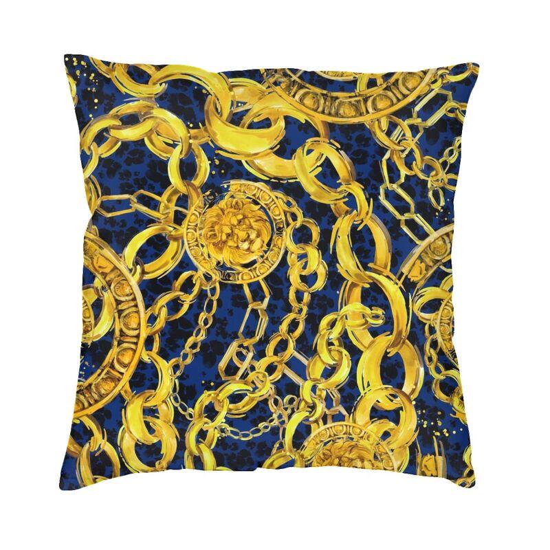 Golden Baroque Elegance Style Square Pillowcover Home Decorative Cushion Cover Throw Pillow for Car Doublesided Printing