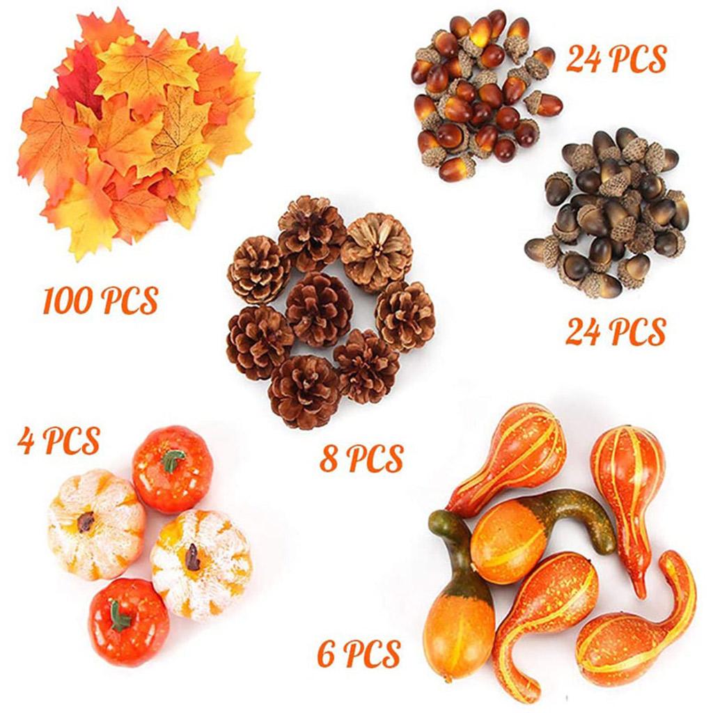Decorazione Autunnale Raccolta, Zucca Mini Assortita, Pigne e Ghiande per Feste Festive di Halloween, Forniture per Decorazioni