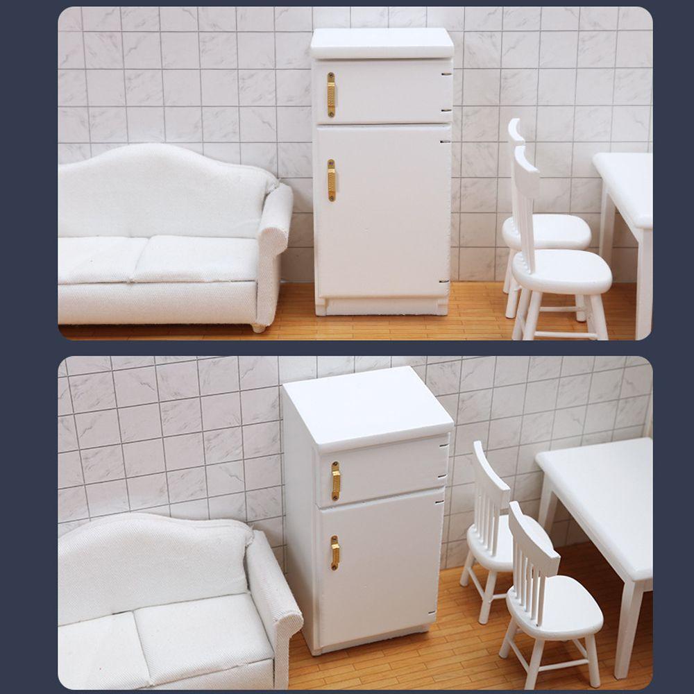 Zubehör Gefrierschrank 1:12 Puppenhaus Miniatur Kühlschrank Weiß Kühlschrank Holz