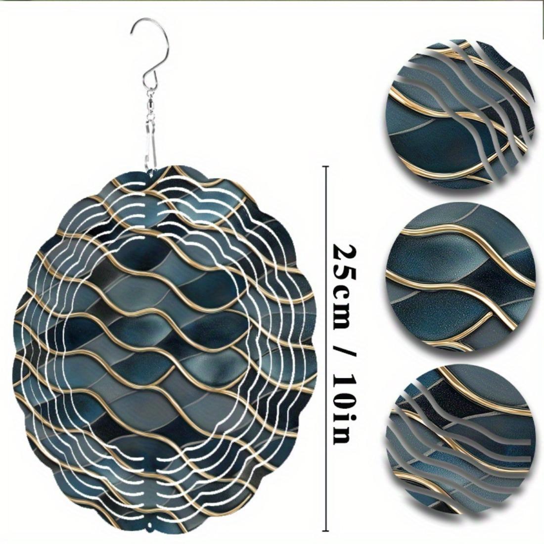 

Metal Wind Spinner Ocean Wave Design 360 Rotating Hanging Decor for Garden Balcony Lawn Outdoor Weather Resistant Gift 01A