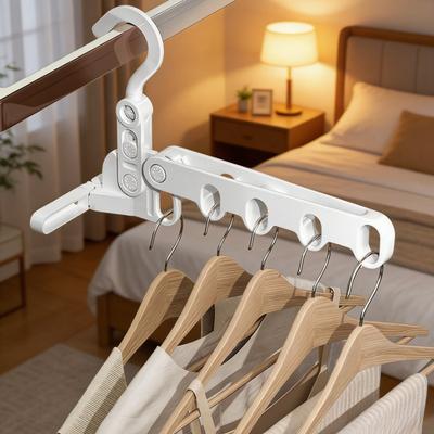 Multipurpose 5 Holes Foldable Travel Hanger Portable Plastic Clothes Hanger For Hotel Home Dorm Laundry Drying Storage Organizer
