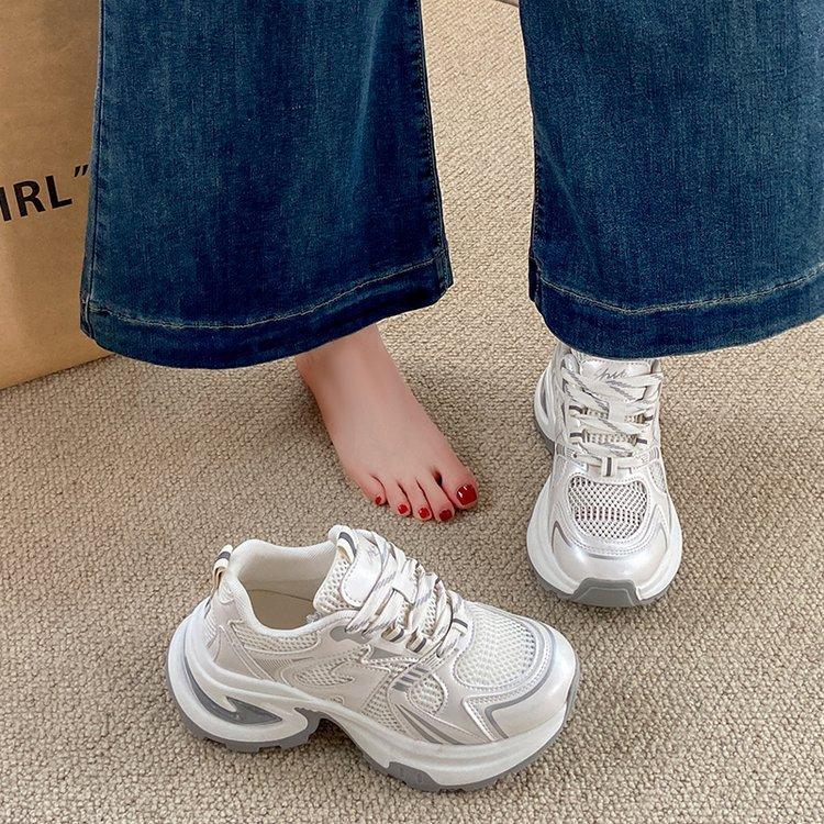 

Women s summer new versatile small man heightening thick-soled casual breathable sports single shoes women 40 сірий колір