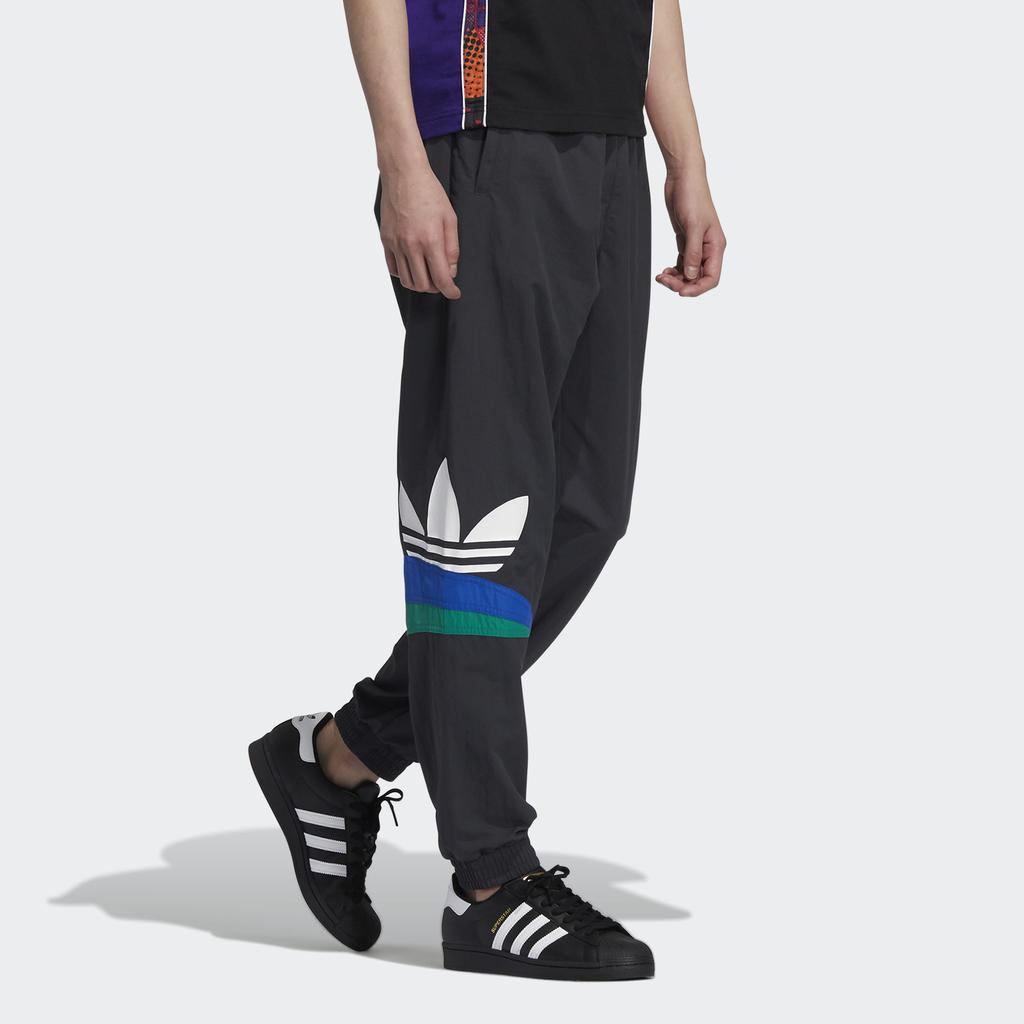 Adidas Originals Trefoil Large Logo Print Contrasting Color Joggers Men Bottoms Black HF5945