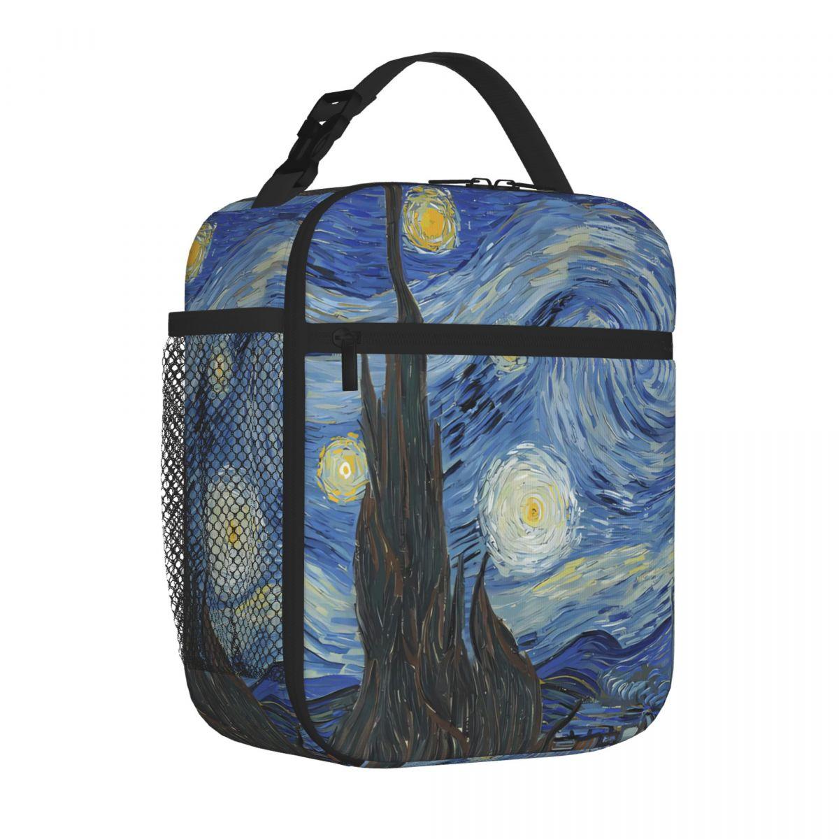 Bestselling The Starry Night Vincent Van Gogh Neutral Tone Adjustable Strap Lunch Bag Errand Run Thermal Tote One Size