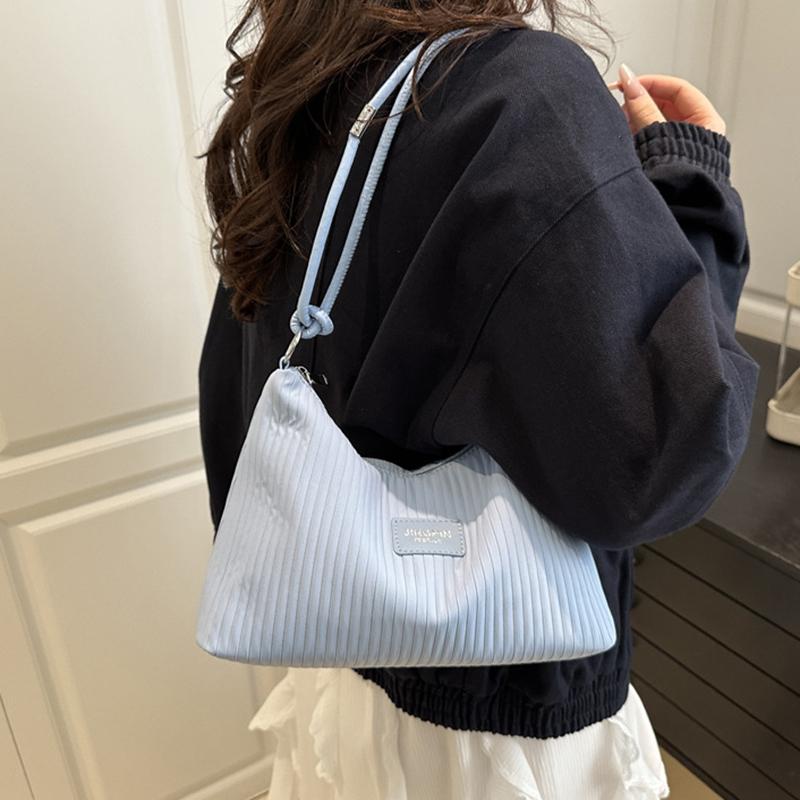 Large Capacity PU Leather Women Shoulder Bag Fashion Lightweight Striped Pattern Stylish Solid Color Crossbody Bag KTB