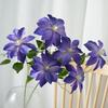 Artificial Clematis Flower 27.5" Long Stem Fake Silk Flower Branches with 3 Heads Blooms for Vase Indoor Home Table Decor Floral Arrangement