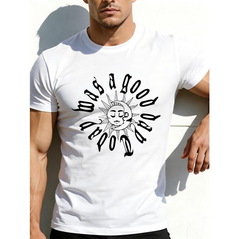 

Casual Style Men S T-Shirt with Sun And Moon Design for Summer Days Gift for Him 4XL білий