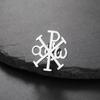 Dawapara Chi Rho Cross Brooch Pins Christogram Greek Symbol Religious Jesus Christian Jewelry Stainless Steel