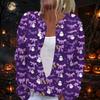 Damen Strickjacke mit langen Ärmeln und Halloween-Print, Pullover mit Knopfleiste für Herbst-Party-Outfits