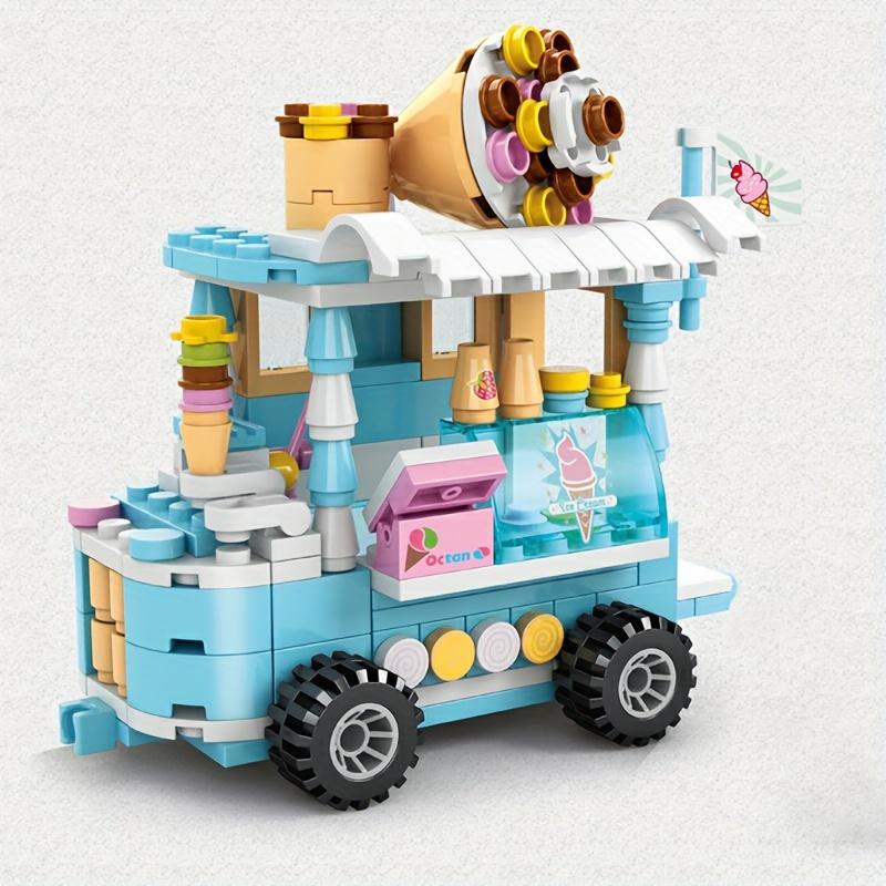 1 Bag Small Particles City Strect View Series Takeaway Car Food Truck Tricycle Auto Retail Store Vehicle Building Blocks Bricks