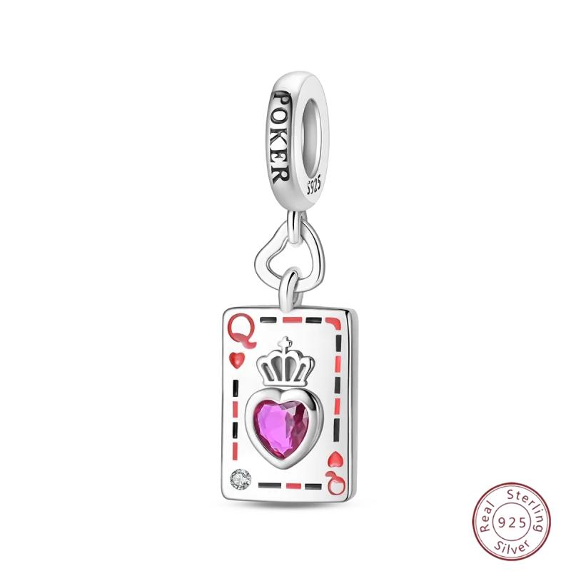 Halloween Anhänger Kupfer Pokerkarte Anhänger Perlen Schwarz Pik 10-A Royal Flush Rot Herz 10-A Anhänger für Armband Damenschmuck