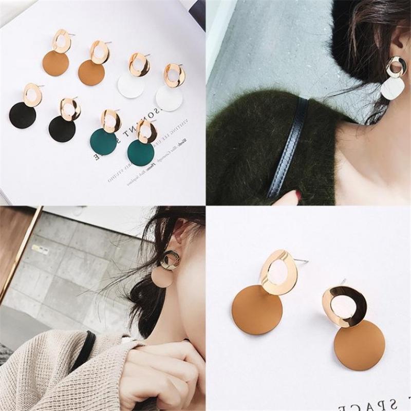 Big Statement Earrings Red Black White Gold Round Circle Oval Geometric Earrings for Women Punk Metal Earring Boho Jewelry 2020