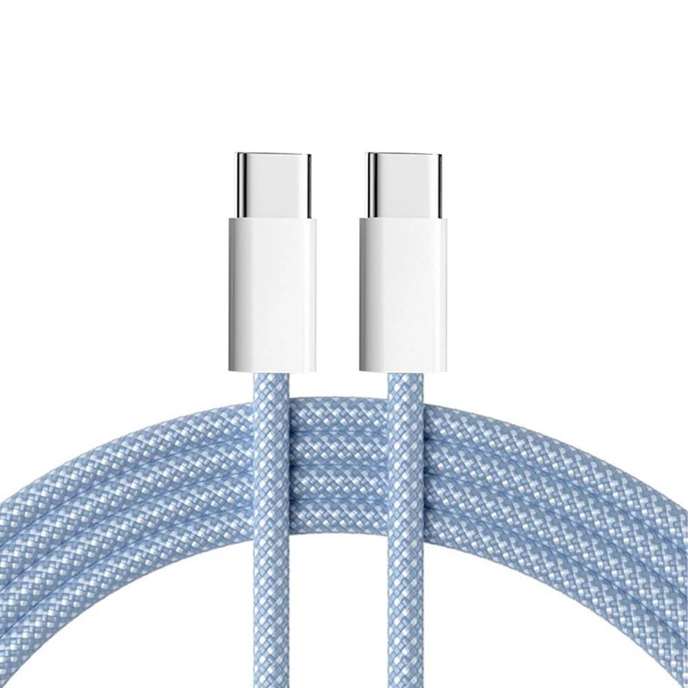 PD 60W Dual USB Type C Data Cable For iPhone 15 Pro Max 15 Plus Phone Fast Charging Nylon Braided Cable For Samsung Xiaomi OPPO