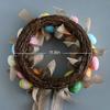 15.7 Easter Wreath, Vintage Easter Wreath with Multi Colored Pastel Eggs Burlap Bowknot, Easter Wreath for Front Door and Wall Decoration,