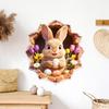 Osterwandaufkleber Lustiger Hase Rissiges Abziehbarer und Aufklebbarer Aufkleber 3D Loch Design Cartoon Selbstklebende Wandaufkleber für Kinderzimmer Spielzimmer