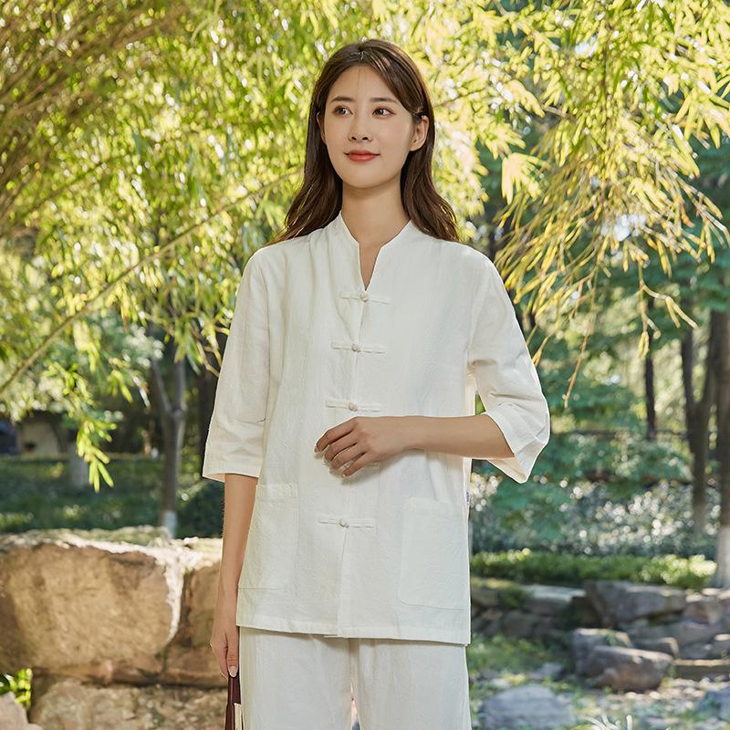 Women's Chinese Kung Fu Tai Chi Clothing Martial Arts Wushu Uniform Cotton Tops+pants Set Tai Chi Yoga Sports Exercise Suit