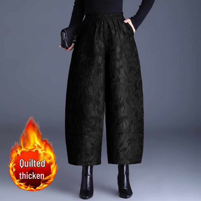 

Chinese Style Jacquard Cocoon-Shaped Down Pants for Middle-Aged Women: Anti-Aging, Warm, Winter Casual Bloomers M