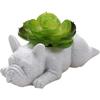 Resin Dog Succulent Planter Mini Puppy Air Plant Planter,French Bulldog Shape Cute Bonsai Flower Pots for Home Garden Office Desktop Decor (No