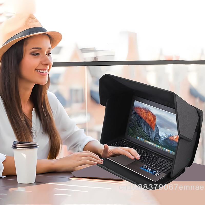 Leichte Laptop-Sonnenblende, faltbare Sichtschutzhaube für 14-16 Zoll Outdoor-Geräte, Blendschutz-Bildschirmschutz
